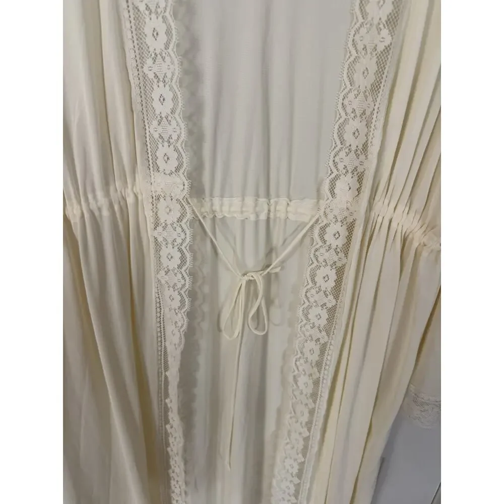 Vintage Lace Cream Robe Duster L